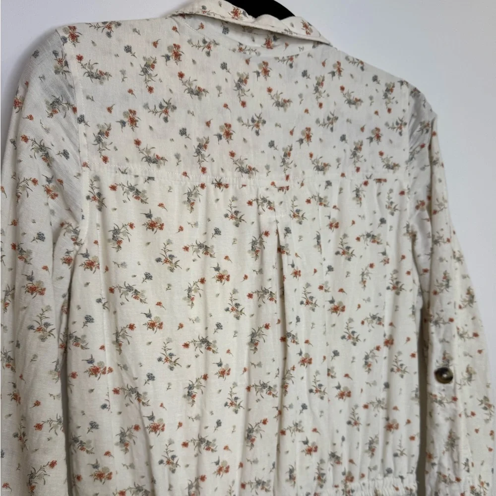 American Eagle white floral linen blend jumpsuit size medium - Picture 10 of 11